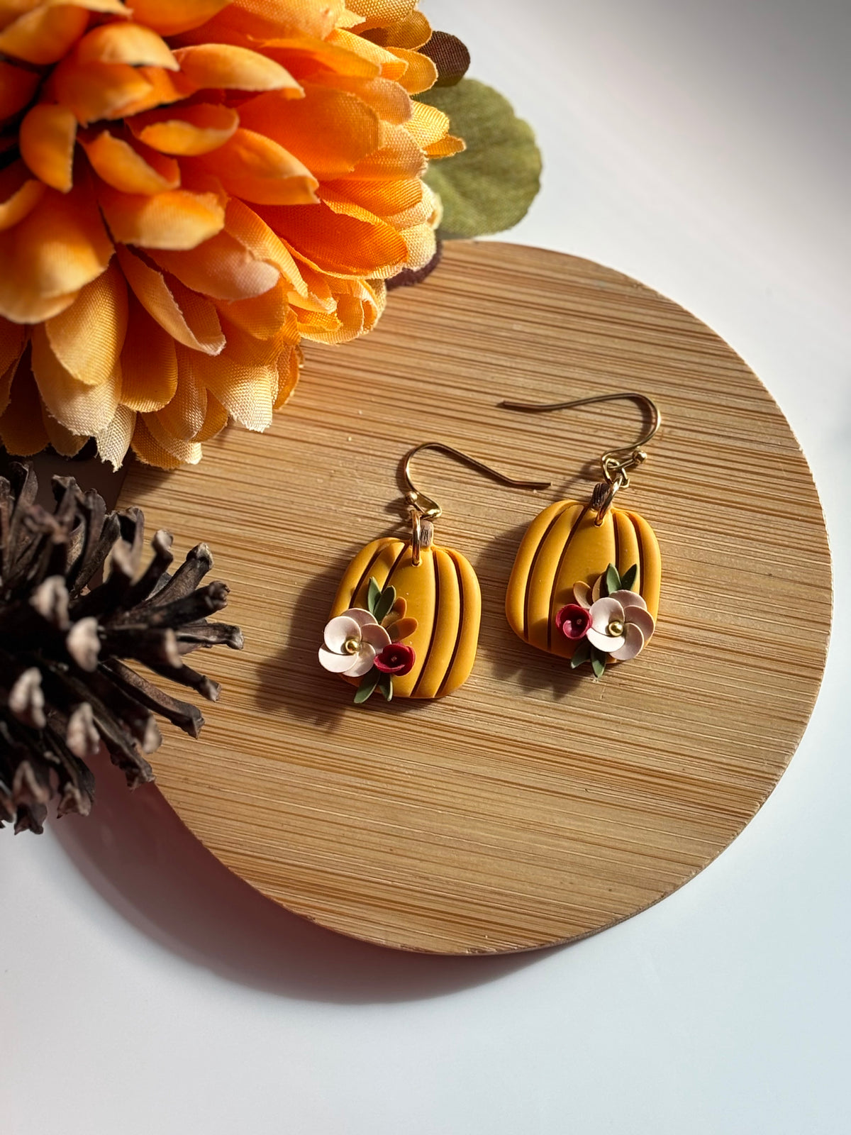 Floral Pumpkin Dangles