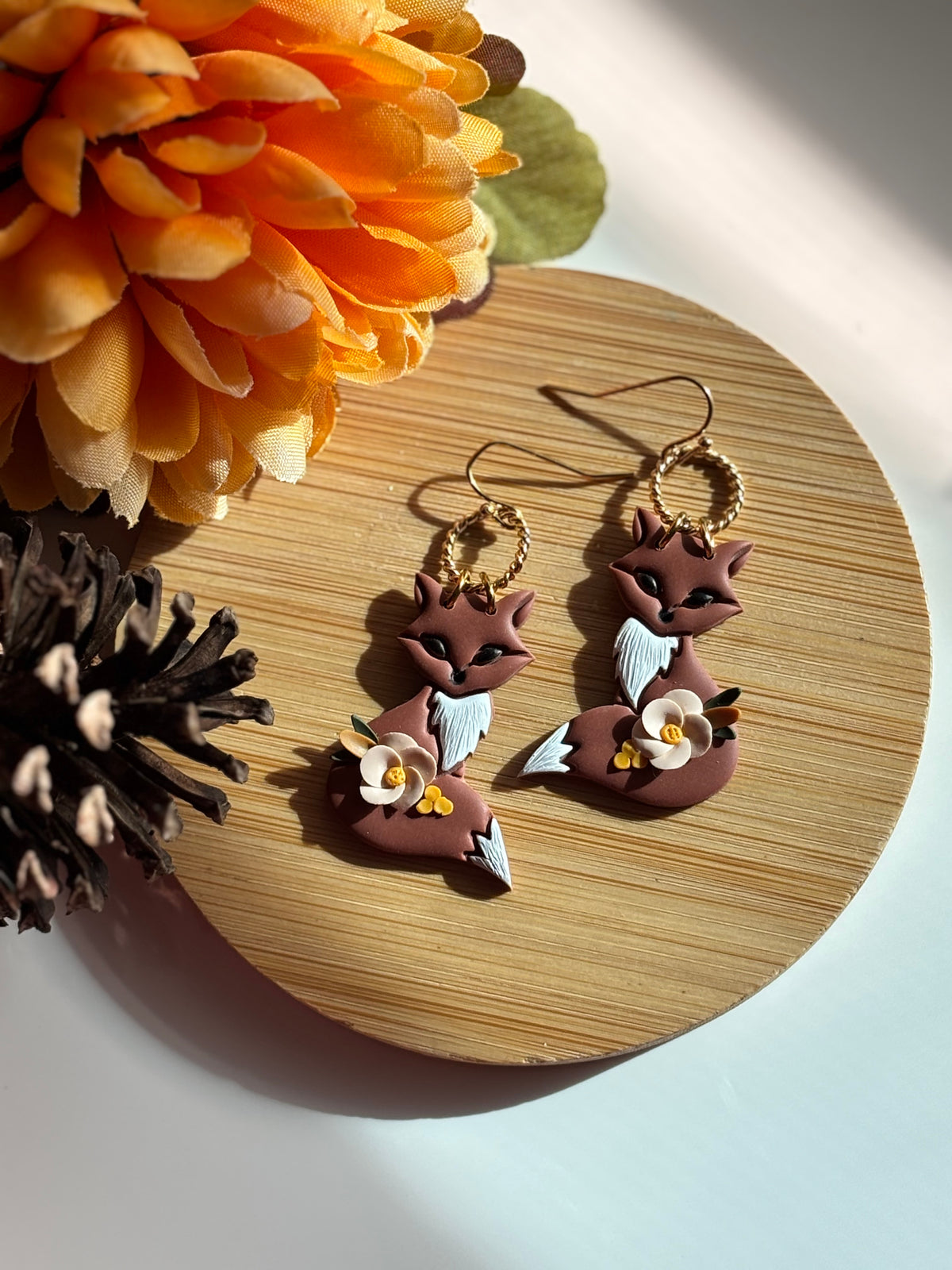 Floral Fox Dangles