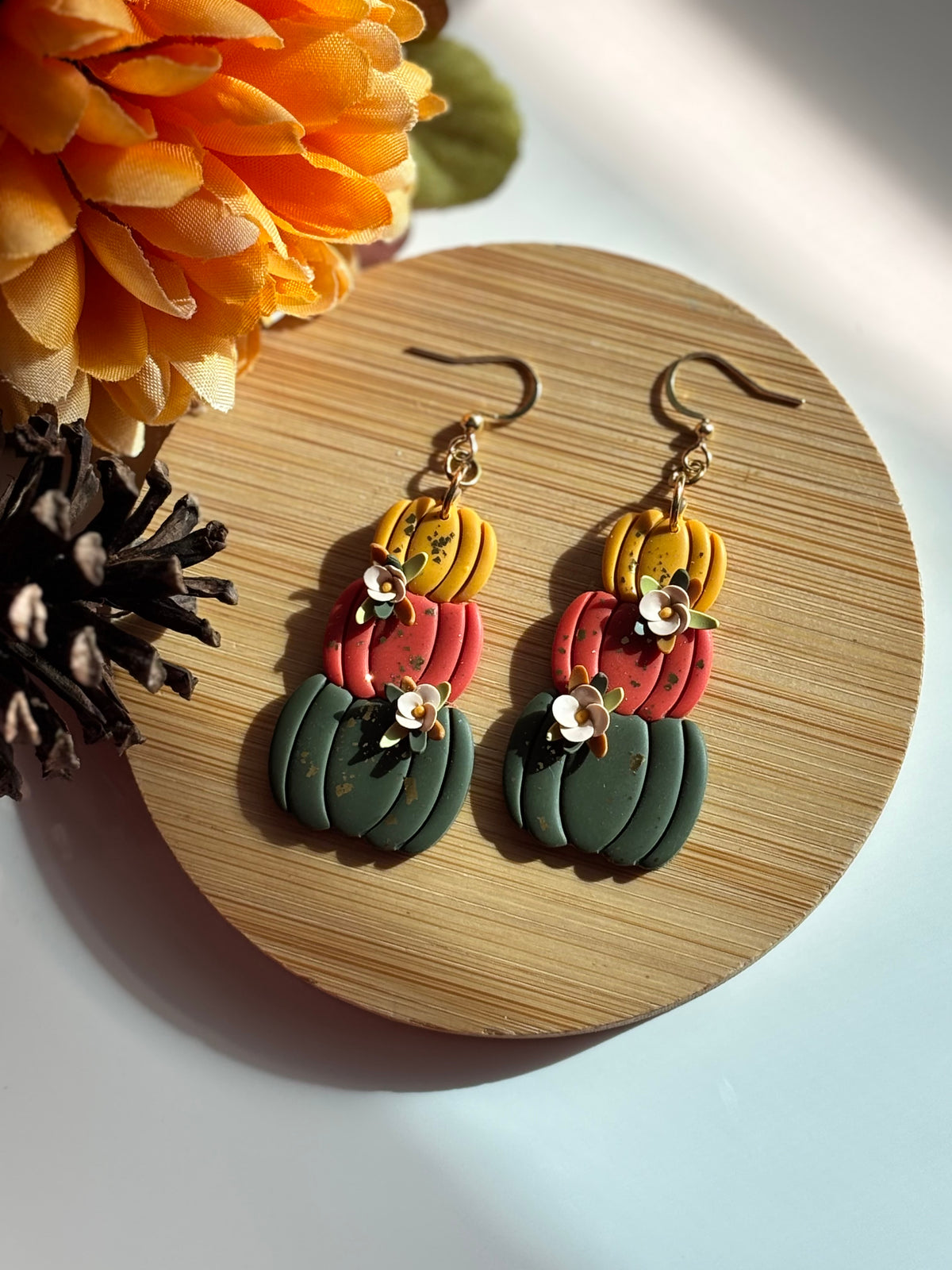 Floral Pumpkin Dangles
