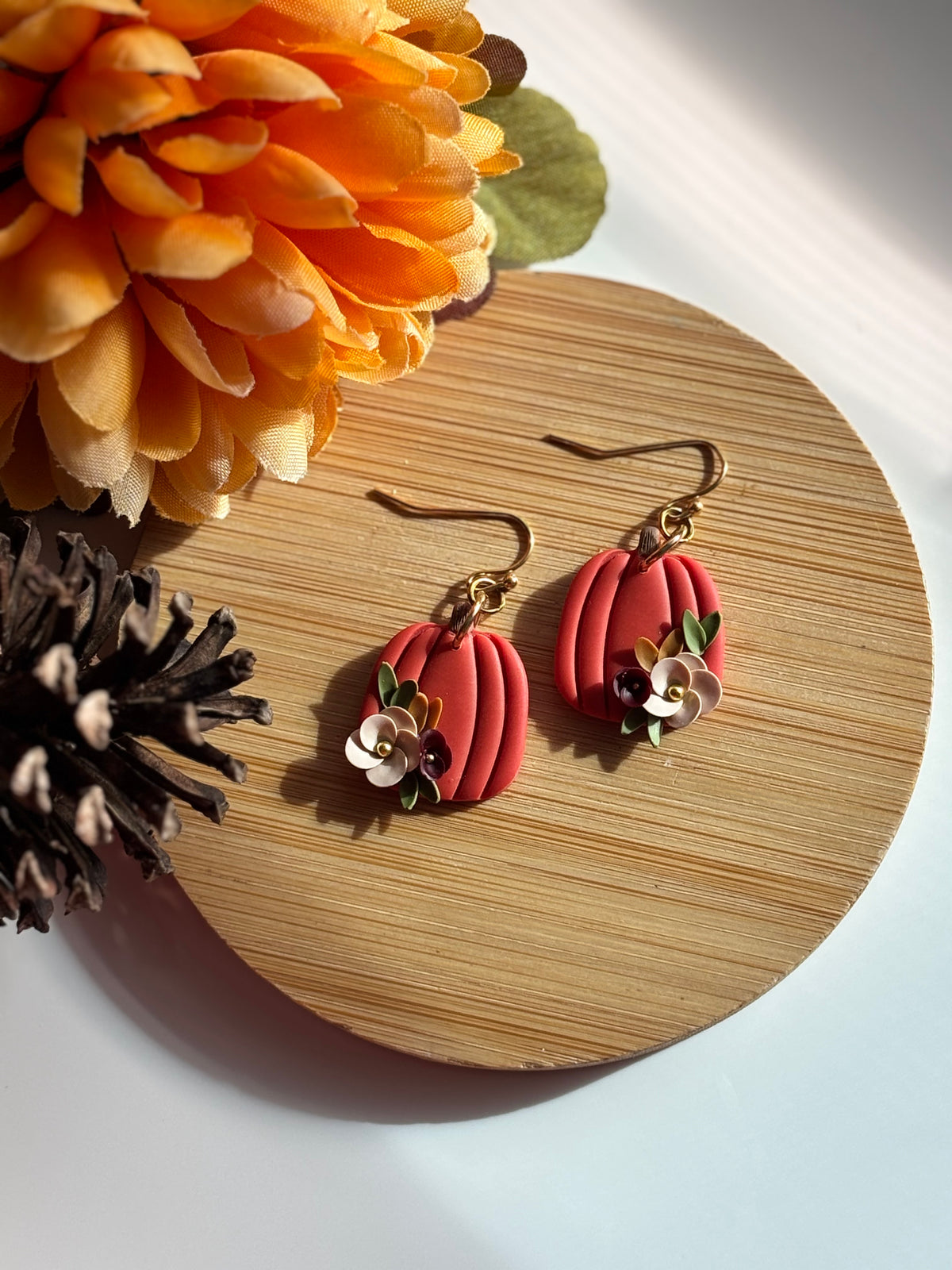 Floral Pumpkin Dangles