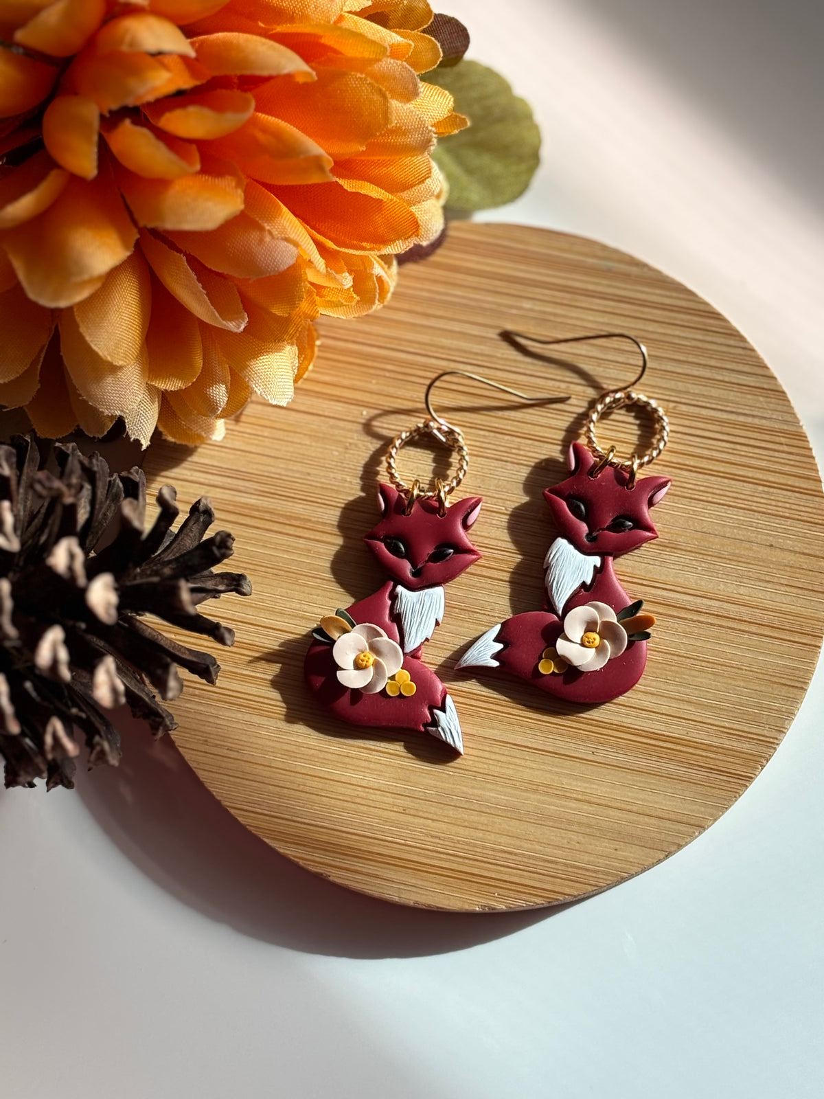 Floral Fox Dangles