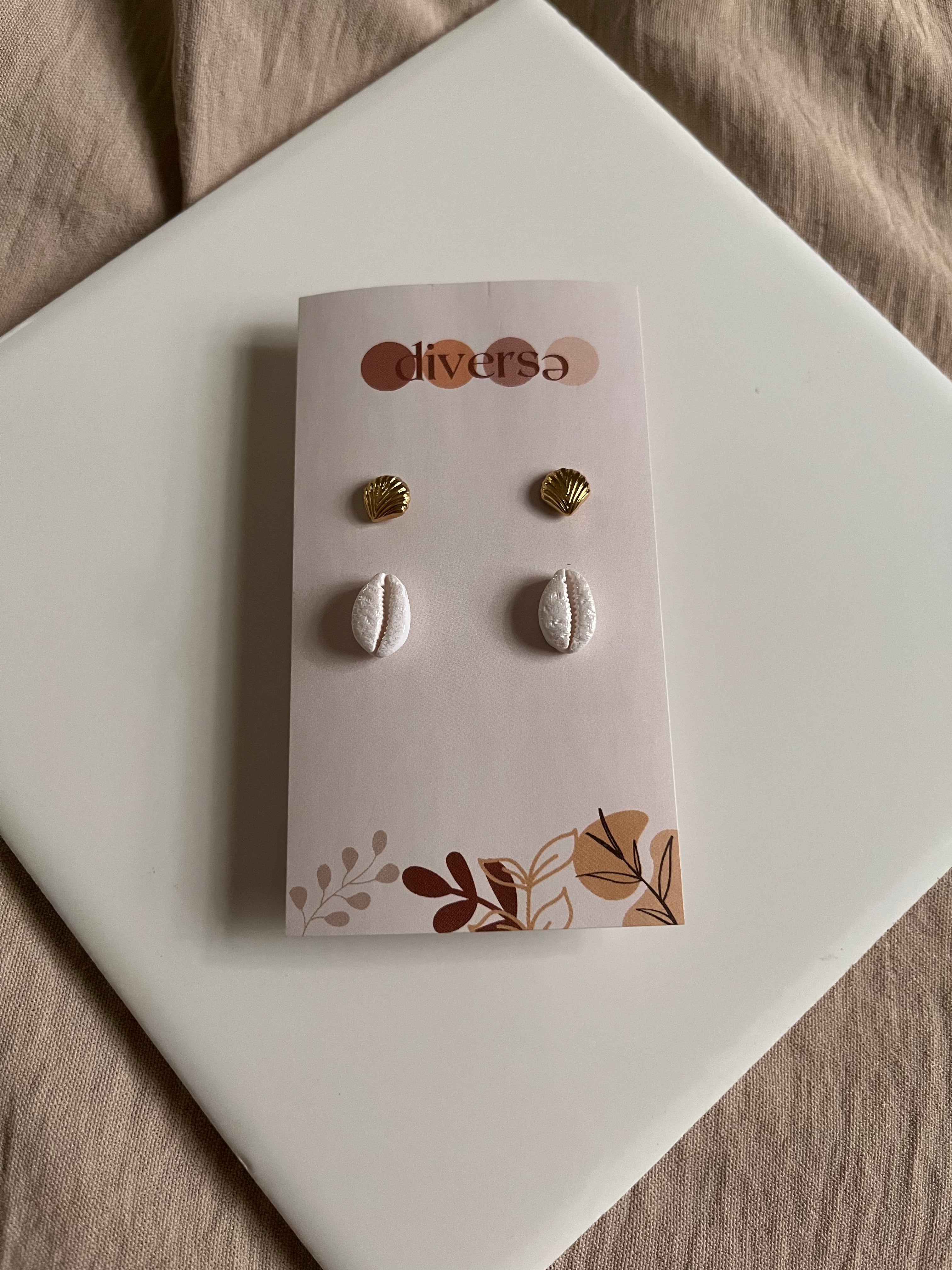Shell Cowrie Bundle Studs